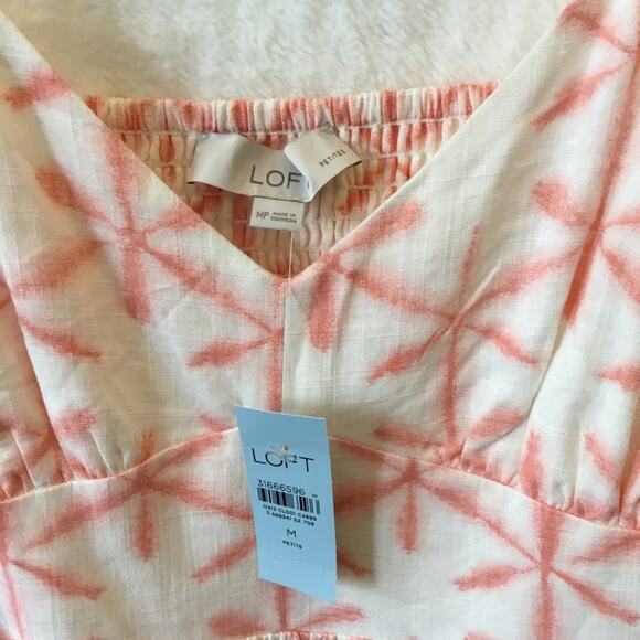 Loft Coral Cream Star Tie Dye Peplum Cami - Picture 3 of 13